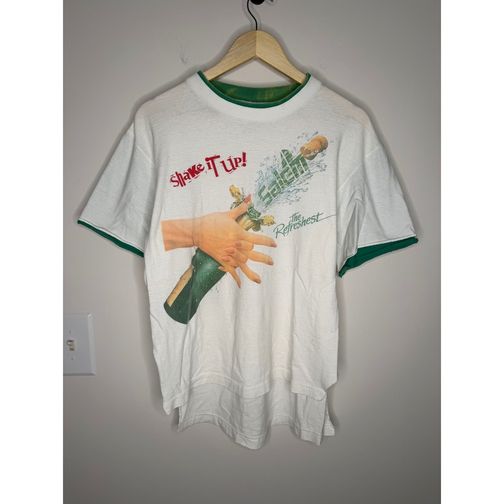 Vintage Salem Cigarettes T Shirt Mens Large White Green Shake It Up Ringer Tee